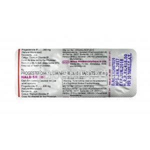 ハルド SR,  微粉化天然プロゲステロン, 300 mg 徐放性錠, シート情報