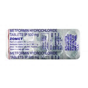 ゾメット, メトホルミン 500 mg, 錠剤, シート情報