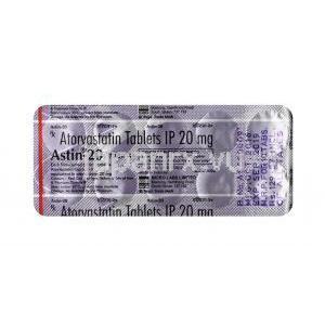 アスチン, アトルバスタチン, 20 mg, 錠剤, シート情報