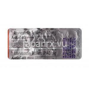 アスチン, アトルバスタチン, 40 mg,錠剤, シート情報