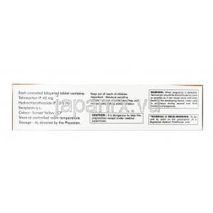 アービテル H, テルミサルタン 40mg　/ ヒドロクロロチアジド12.5mg, 錠剤, 箱情報