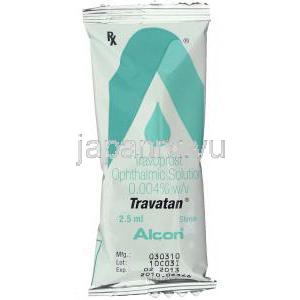 トラバタン, トラボプロスト  0.004% x 2.5 mL 点眼薬 (ALCON) 包装