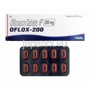 オフロックス, オフロキサシン 200mg (Cipla) 箱、錠剤