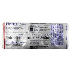 フィントリックス,テルビナフィン 250 mg, 錠剤, シート情報