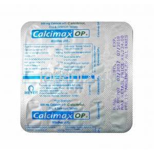 カルシマックス OPプラス (炭酸カルシウム/ カルシトリオール/ 亜鉛/ セレン) 錠剤裏面