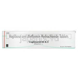 ボグリノーム M, メトホルミン 500mg / ボグリボース  0.3mg, 錠剤, 箱表面
