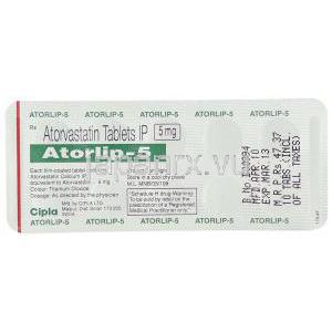 アトルバスタチン (リピトール ジェネリック) , Atorlip 5 mg 錠 包装