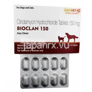 バイオクラン チュアブル錠 クリンダマイシン 150mg 犬猫用 箱, 錠剤