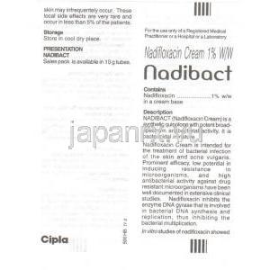 ナジフロキサシン, Nadoxin, 1% 10gm クリーム (Wockhardt) 情報シート1