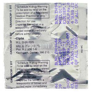 グラニセトロン  (カイトリルジェネリック),  Granicip-1 DT,　1 mg 錠　包装