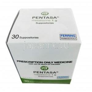 ペンタサ 坐薬, メサラミン 1g 坐薬 x 30個, 箱上面