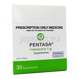 ペンタサ 坐薬, メサラミン 1g 坐薬 x 30個, 箱情報