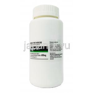 スパン K,  塩化カリウム,  600 mg 200錠, ボトル情報,保管方法, 線量, 販売元情報