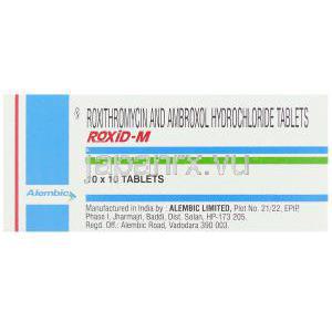 アンブロキソール / ロキシスロマイシン, Roxid-M, 30MG / 150MG 錠 (Alembic Limited) 箱