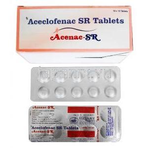 アセナック SR (アセクロフェナク) 200mg 箱、錠剤