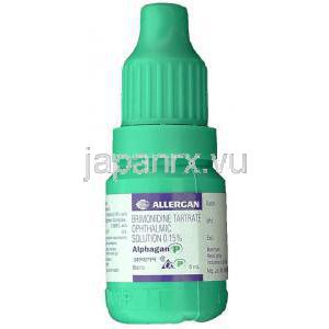 ブリモニジン酒石酸塩（アルファガン）2mg/ml 5ml 点眼薬 箱 (Allergan) ボトル