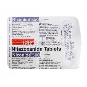 ニゾニド (ニタゾキサニド) 錠 500mg 剤裏面
