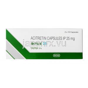 アクトイド 25, アシトレチン 25 mg, カプセル, Intas Pharmaceuticals Ltd, 箱表面