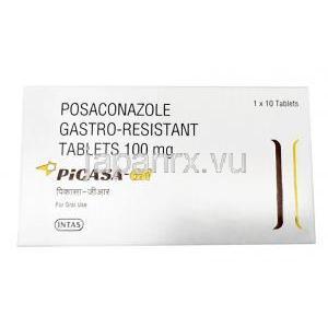 ピカサ GR,ポサコナゾール100mg,錠剤,製造元： Intas Pharmaceuticals Ltd,箱表面