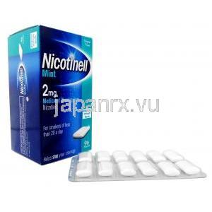 ニコチネル 薬用チューインガム,ニコチンポラクリリン 2mg, ミント味 96個入り , 製造元：GSK,箱, シート