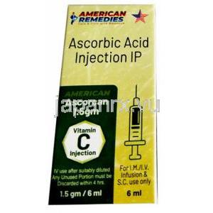 アスコルカン注射, アスコルビン酸1.5gm  注射, 製造元：American Remedies, 箱表面