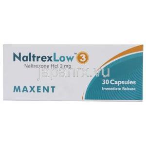 ナルトレックス ロー 3,低用量ナルトレキソン 3mg,製造元：Maxent,箱表面