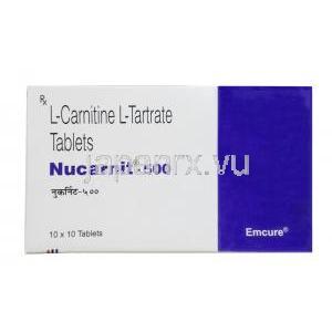 ヌカルニット, レボカルニチン 330mg, 製造元：Emcure Pharma, 箱表面