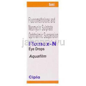 フルオロメトロン / ネオマイシン硫酸塩, Flomex-N,  0.1% w/v / 0.35% w/v 5ML 点眼薬 (Cipla) 箱