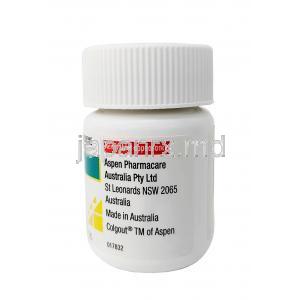 コルガウト, コルヒチン 0.5 mg, 製造元：Aspen pharmacare Australia,ボトル情報, 製造元