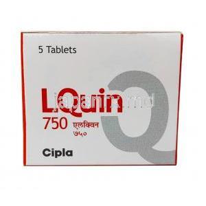 エルクイン 750, レボフロキサシン 750 mg, 製造元：Cipla, 箱表面
