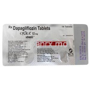 オクスラ,ダパグリフロジン 10 mg, 製造元：Sun Pharma, シート情報