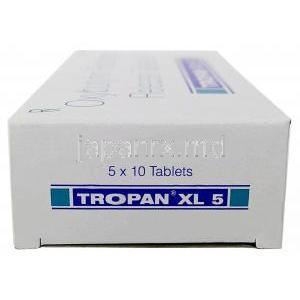 トロパン XL 5, オキシブチニン 5mg,製造元： Sun Pharma, 箱側面