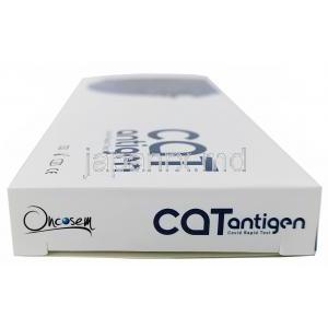CAT アンティジェン COVID抗原検査キット, 製造元： ONCOSEM Onkolojik Sistemler San. Ve Tic, 箱側面