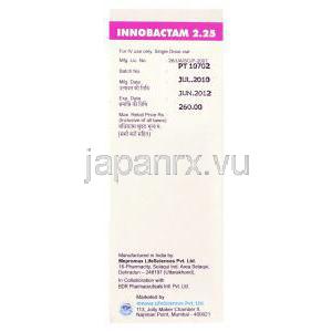 ピペラシリン/ トゾバクタム配合（ゾシンジェネリック）, Innobactam, 注射 (Mepromax) 製造者情報