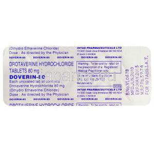 ドベラン, ドロタベリン塩酸塩, 80mg 錠 (Intas) 包装