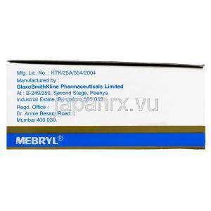 メブリル Mebryl , エンブラミン 25mg 錠 (グラクソ スミス社) 製造者情報