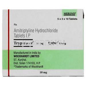 アミトリプチリン塩酸（トリプタノールジェネリック）, トリプトマー Tryptomer 10mg 錠 (Merind) 箱