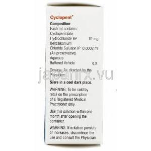 シクロペント Cyclopent, サイプレジンジェネリック, シクロペントラート 1% 5ml  点眼薬 (Sun Pharma) 成分