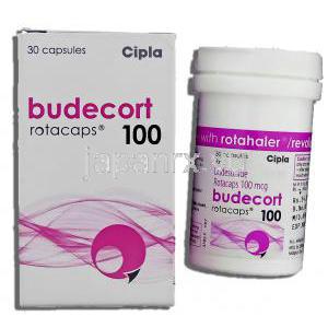 ブデソニド（パルミコートジェネリック） , Budecort, 100マイクログラム 吸入用カプセル  (Cipla)