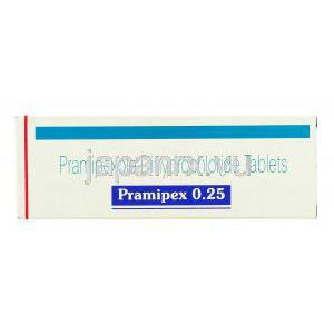 プラミペックス Pramipex, ビ・シフロールジェネリック, プラミペキソール 0.25mg 錠 (Sun Pharma) 箱