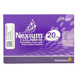 ネキシウム Nexium, エソメプラゾール 20mg 錠 (アストラゼネカ社) 箱