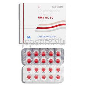 エメティル Emetil, ウインタミン ジェネリック, クロルプロマジン 50mg 錠 (LA Pharma)