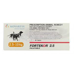 フォルテコール Fortekor, ベナゼプリル 2.5mg 錠 犬・猫用 （ノバルティス社） 箱