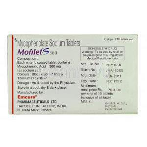 Mofilet, Generic Cellmune, Mycophenolate 360 mg Emcure
