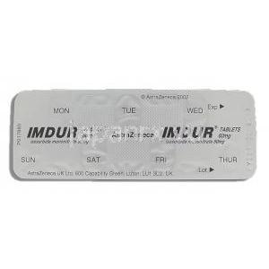 イムデュール Imdur, 硝酸イソソルビド 60mg 錠 （アストラゼネカ） 包装裏面
