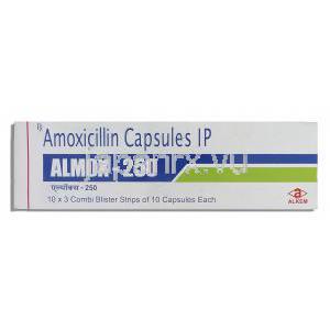 アルモックス Almox, （アモリン ジェネリック） アモキシシリン 250mg カプセル (Alkem) 箱