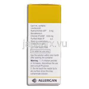 ベータガン Betagan ,  0.5% 5ml レボブノロール塩酸塩（ミロルジェネリック） 点眼薬 (Allergan) 成分