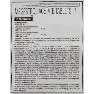 ジェネリック・メゲース, Endace, 酢酸メゲストロール 160mg 錠 (Samarth Pharma) 情報シート1