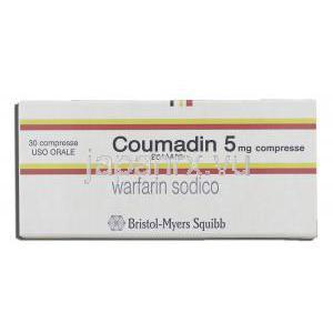 クーマディン Coumadin, ワーファリンジェネリック, ワルファリン 5mg 錠 ( Bristol-Myers) 箱