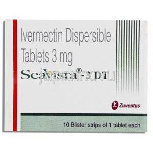 イベルメクチン（ストロメクトール ジェネリック）,  Scanvista, 3 mg  錠 (Zuventus) 箱
